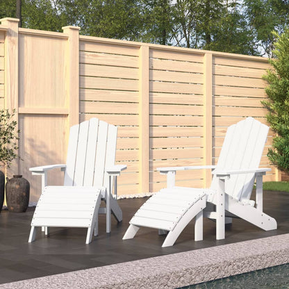 Tuinstoelen 2 St Adirondack Met Voetensteunen Hdpe Wit 2x Fauteuil + 2x voetensteun
