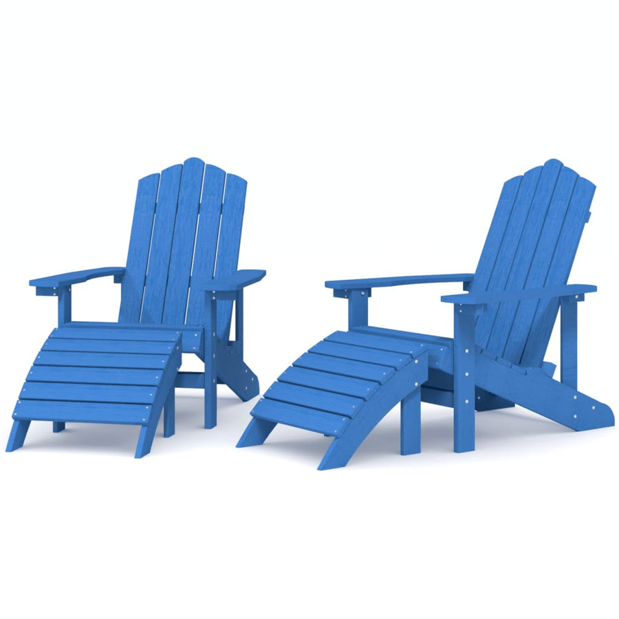 Tuinstoelen 2 St Adirondack Met Voetensteunen Hdpe Aquablauw 1