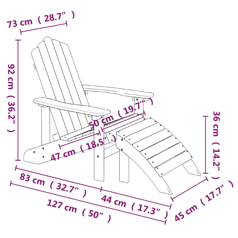 Tuinstoelen 2 St Adirondack Met Voetensteunen Hdpe Aquablauw 1