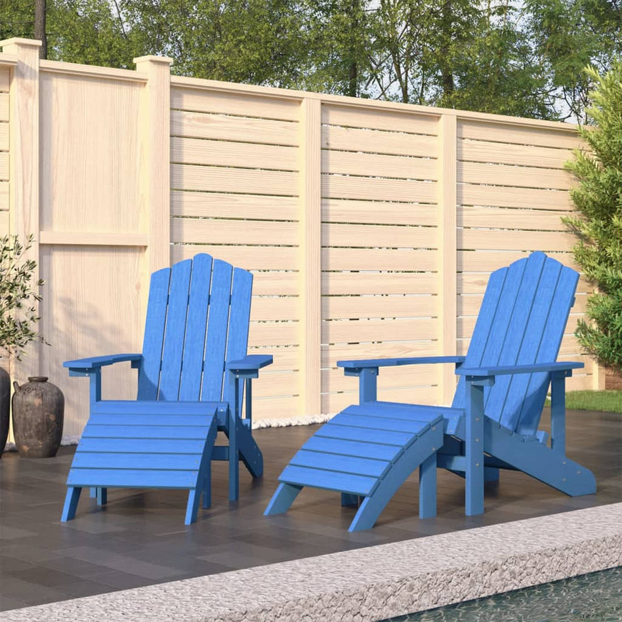 Tuinstoelen 2 St Adirondack Met Voetensteunen Hdpe Aquablauw 1