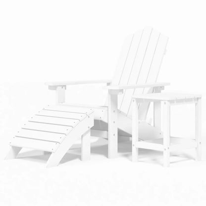 Tuinstoel Adirondack Met Voetenbank En Tafel Hdpe Wit Fauteuil + voetensteun + Tafel