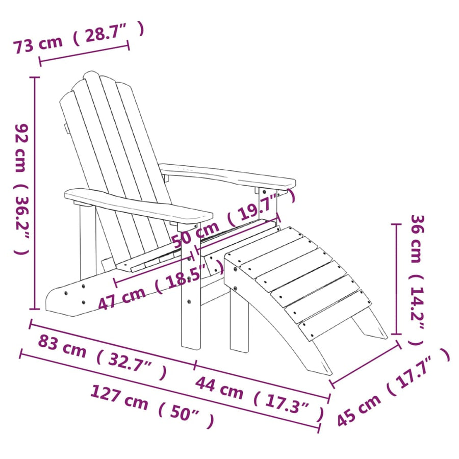 Tuinstoel Adirondack Met Voetenbank En Tafel Hdpe 1