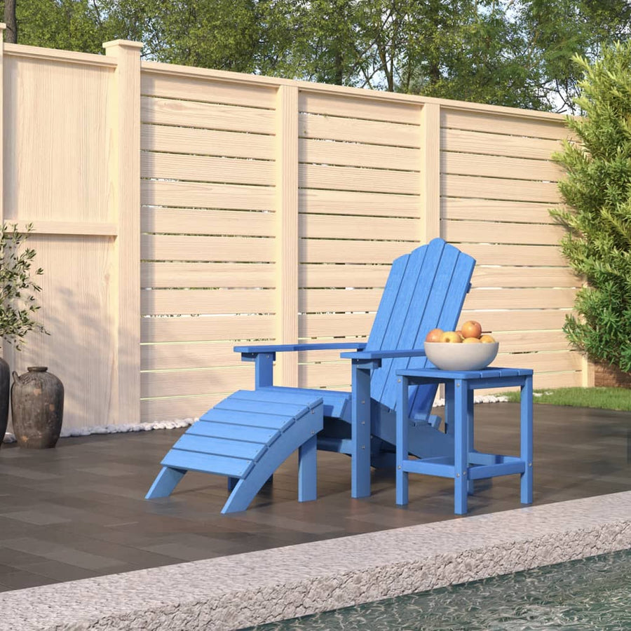 Tuinstoel Adirondack Met Voetenbank En Tafel Hdpe Aquablauw 1