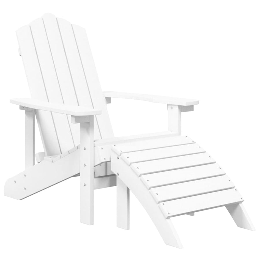 Tuinstoelen Adirondack Met Voetenbank En Tafel Hdpe Wit 2x Fauteuil + 2x voetensteun + Tafel