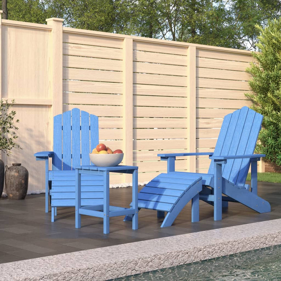 Tuinstoelen Adirondack Met Voetenbank En Tafel Hdpe Aquablauw 1
