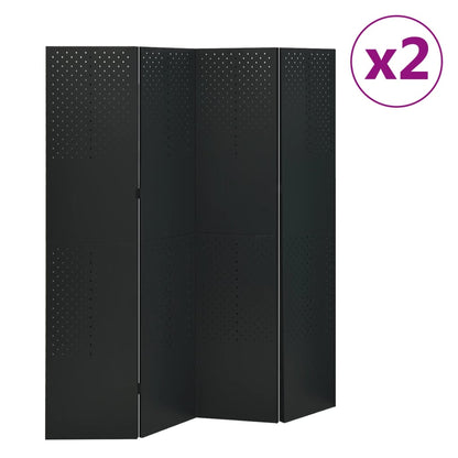 Kamerschermen 2 St Met 4 Panelen 160X180 Cm Staal Zwart 2