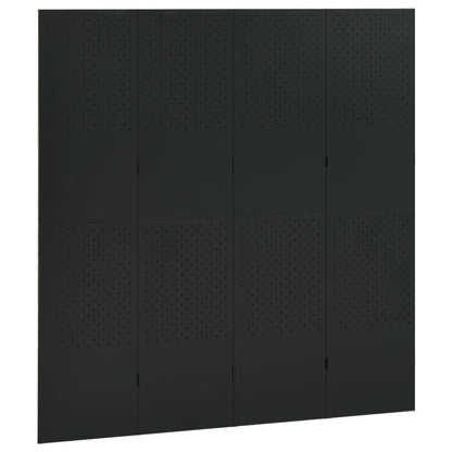 Kamerschermen 2 St Met 4 Panelen 160X180 Cm Staal Zwart 2