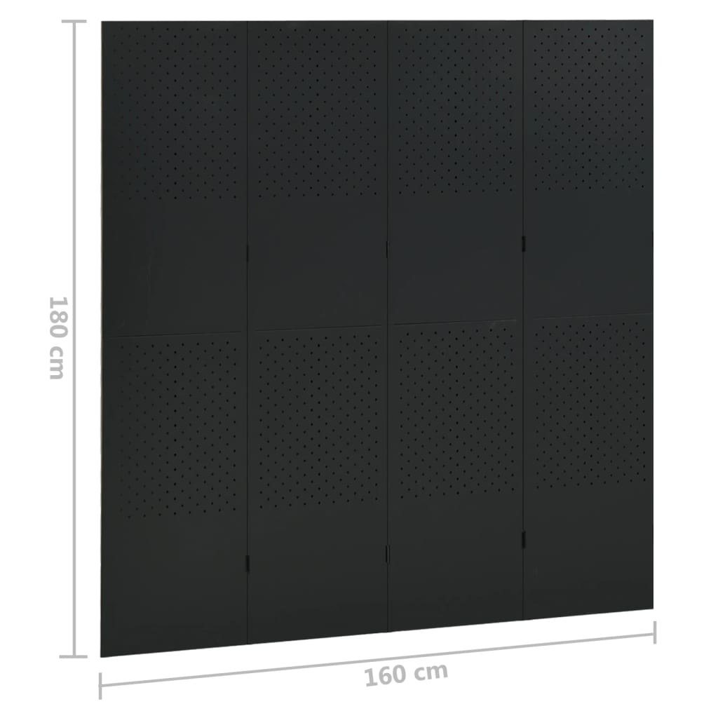 Kamerschermen 2 St Met 4 Panelen 160X180 Cm Staal Zwart 2