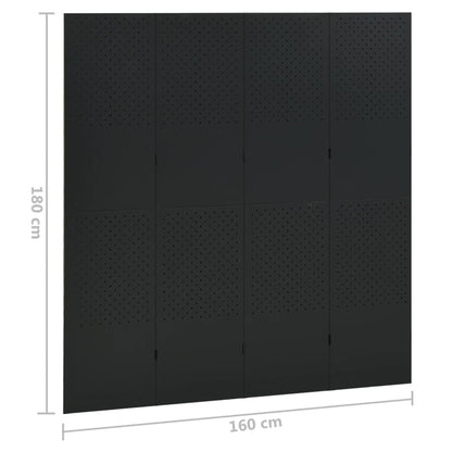 Kamerschermen 2 St Met 4 Panelen 160X180 Cm Staal Zwart 2