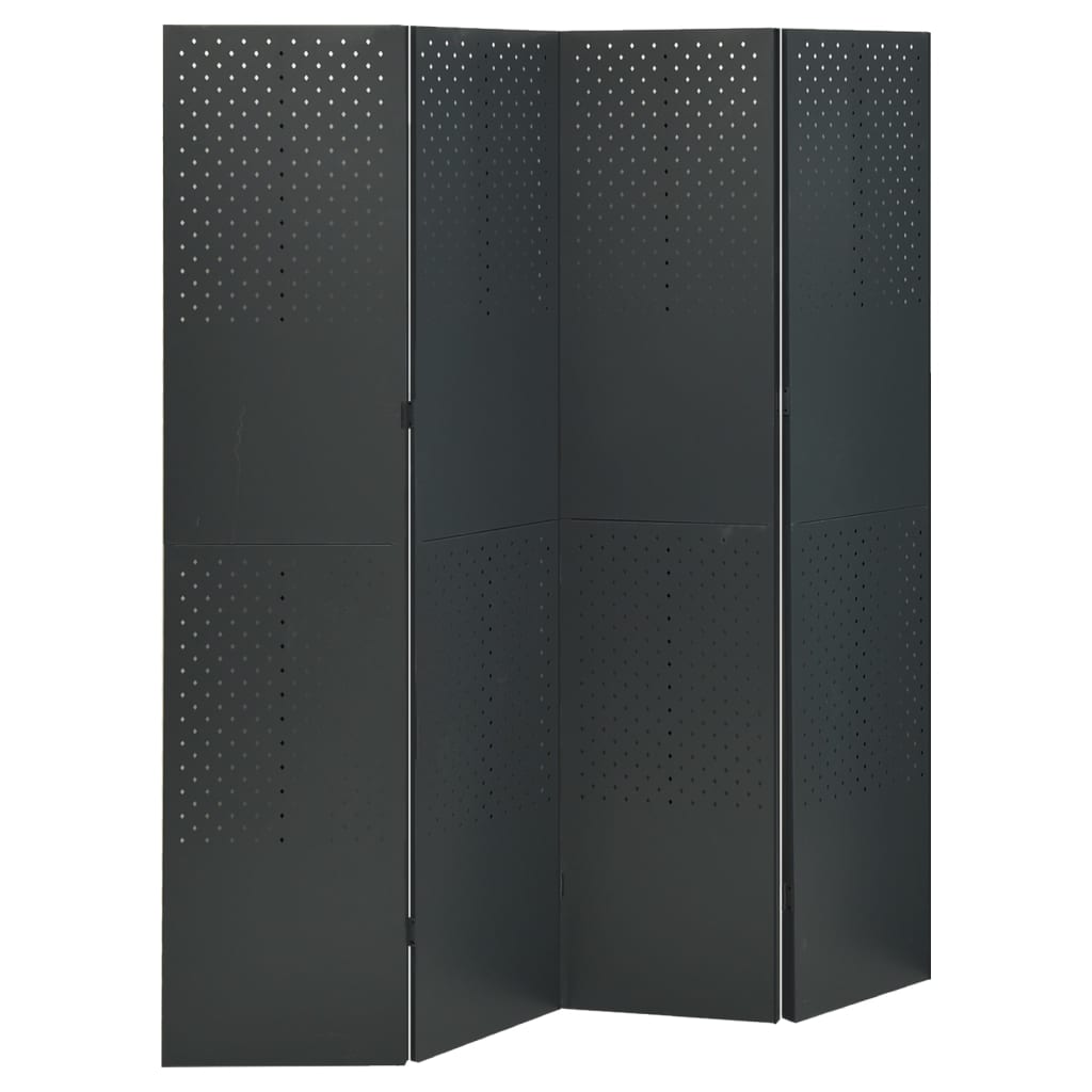 Kamerschermen 2 St Met 4 Panelen 160X180 Cm Staal Antraciet 2