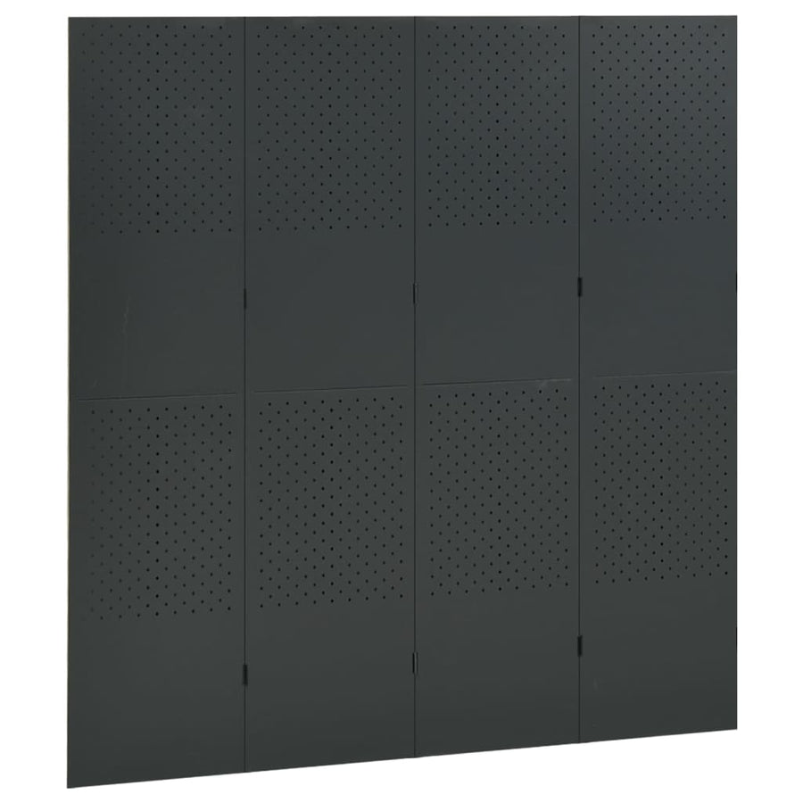 Kamerschermen 2 St Met 4 Panelen 160X180 Cm Staal Antraciet 2