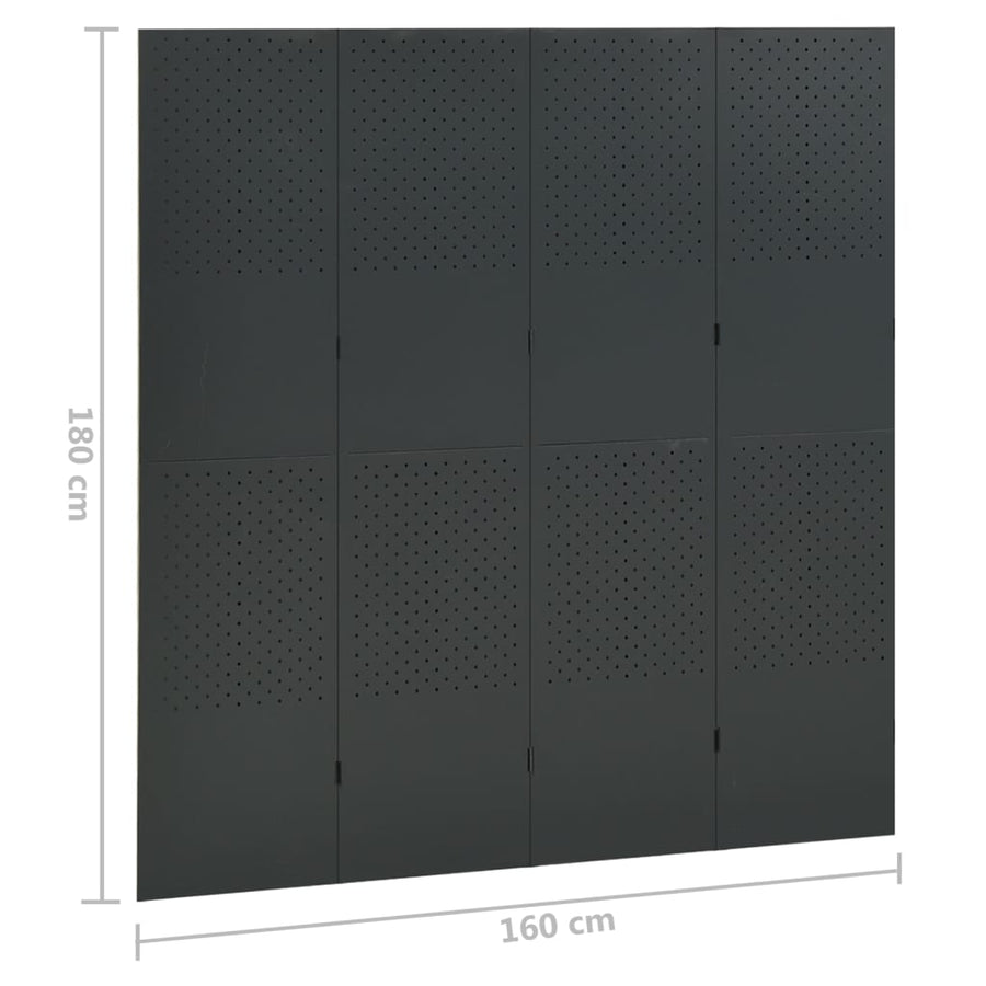 Kamerschermen 2 St Met 4 Panelen 160X180 Cm Staal Antraciet 2
