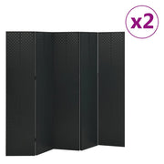 Kamerscherm 2 st 5 panelen 200x180 cm staal zwart