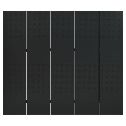 Kamerschermen 2 st met 5 panelen 200x180 cm staal zwart
