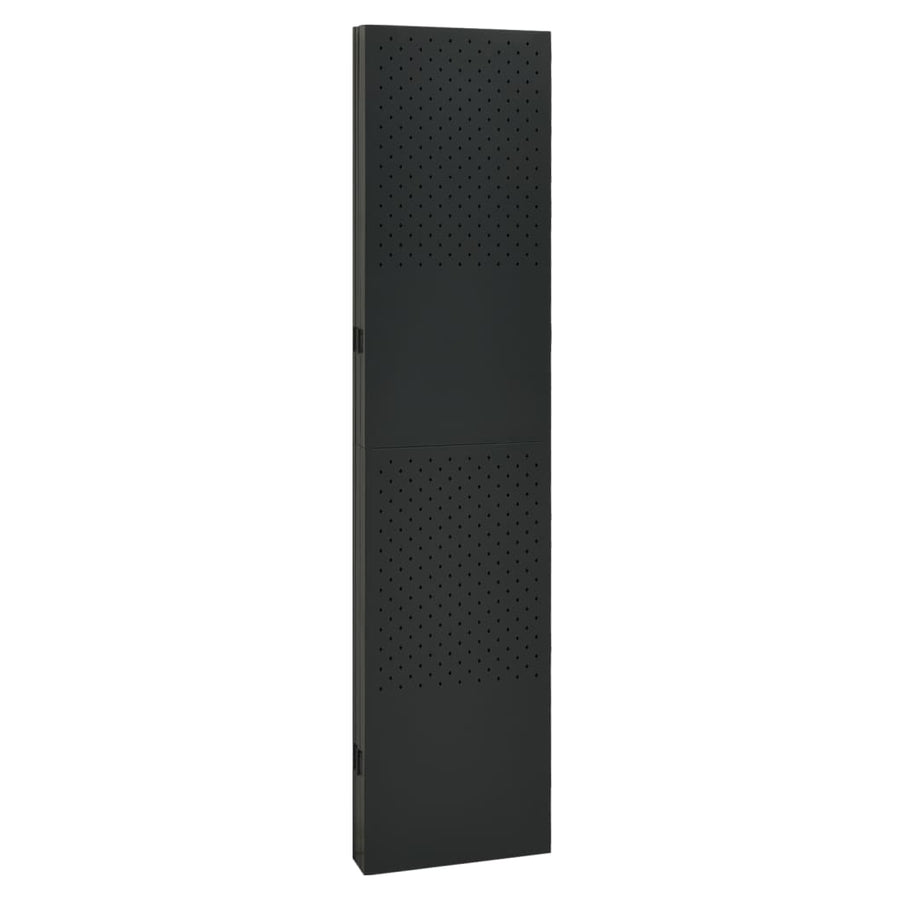 Kamerschermen 2 st met 5 panelen 200x180 cm staal zwart