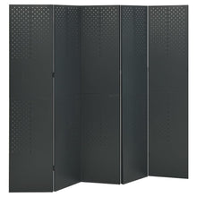 Kamerschermen 2 st met 5 panelen 200x180 cm staal antraciet