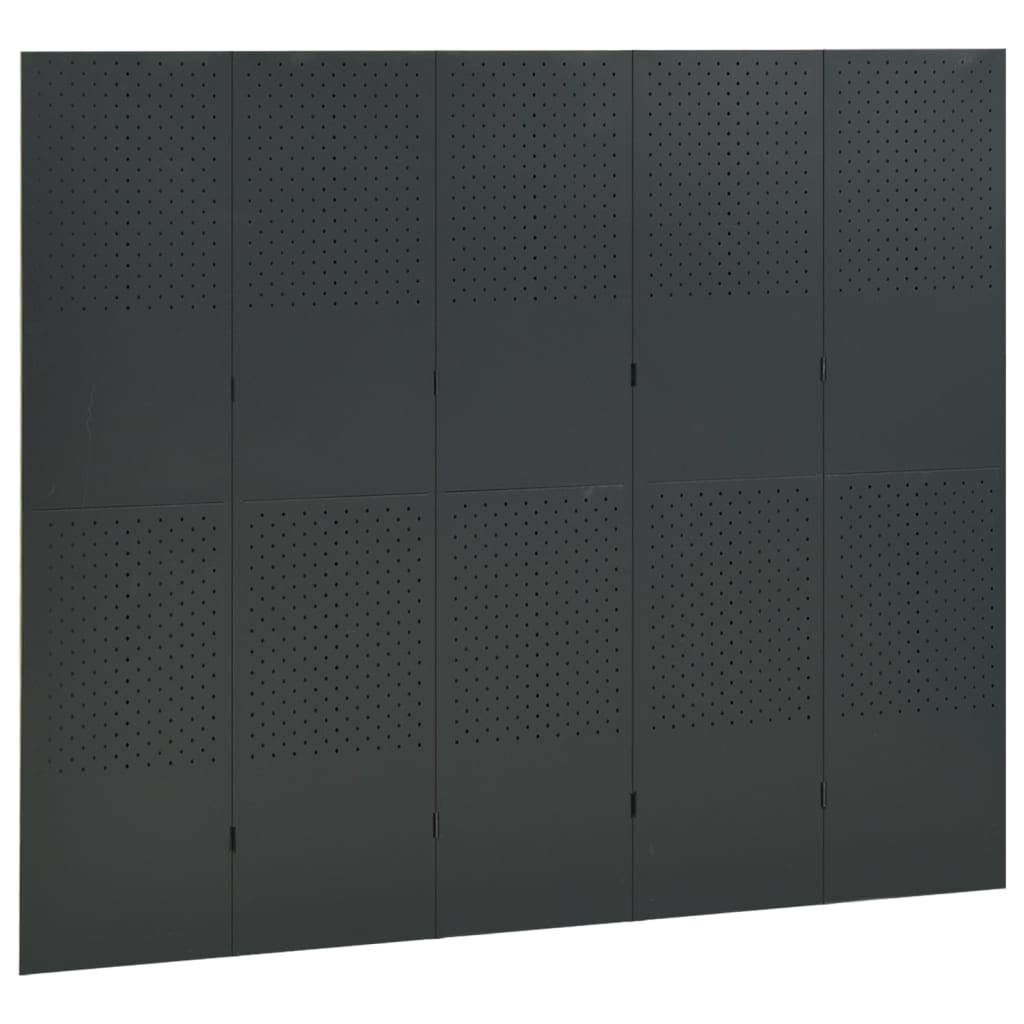 Kamerschermen 2 st met 5 panelen 200x180 cm staal antraciet