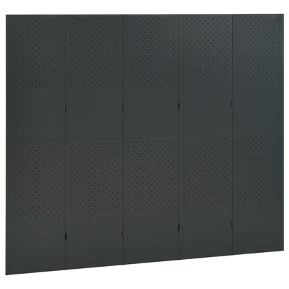 Kamerschermen 2 st met 5 panelen 200x180 cm staal antraciet