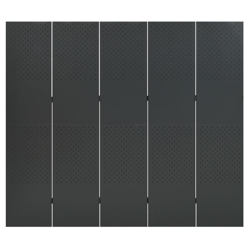 Kamerschermen 2 st met 5 panelen 200x180 cm staal antraciet