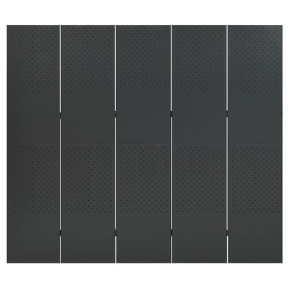 Kamerschermen 2 st met 5 panelen 200x180 cm staal antraciet