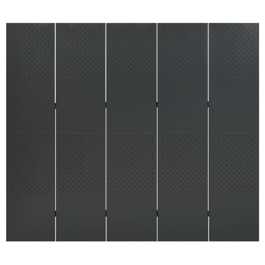 Kamerschermen 2 st met 5 panelen 200x180 cm staal antraciet