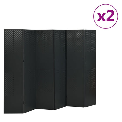 Kamerschermen 2 St Met 6 Panelen 240X180 Cm Staal Zwart Zwart