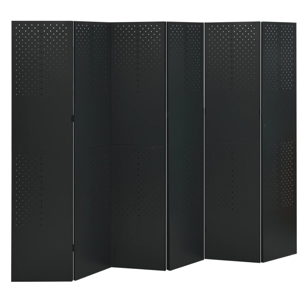 Kamerschermen 2 St Met 6 Panelen 240X180 Cm Staal Zwart Zwart