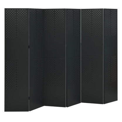 Kamerschermen 2 St Met 6 Panelen 240X180 Cm Staal Zwart Zwart