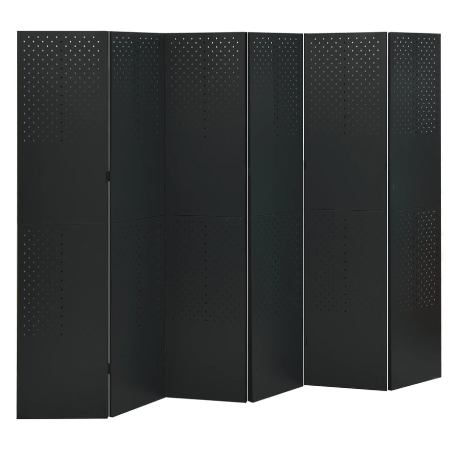 Kamerschermen 2 St Met 6 Panelen 240X180 Cm Staal Zwart Zwart