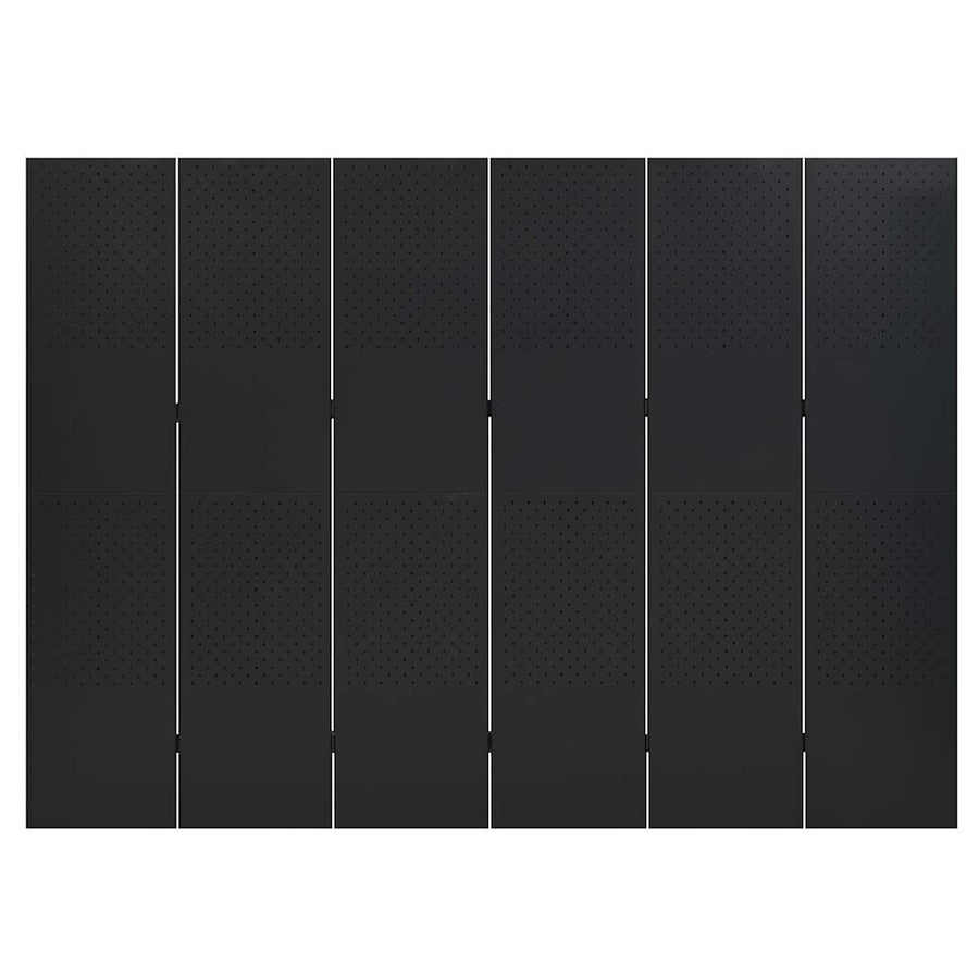 Kamerschermen 2 St Met 6 Panelen 240X180 Cm Staal Zwart Zwart