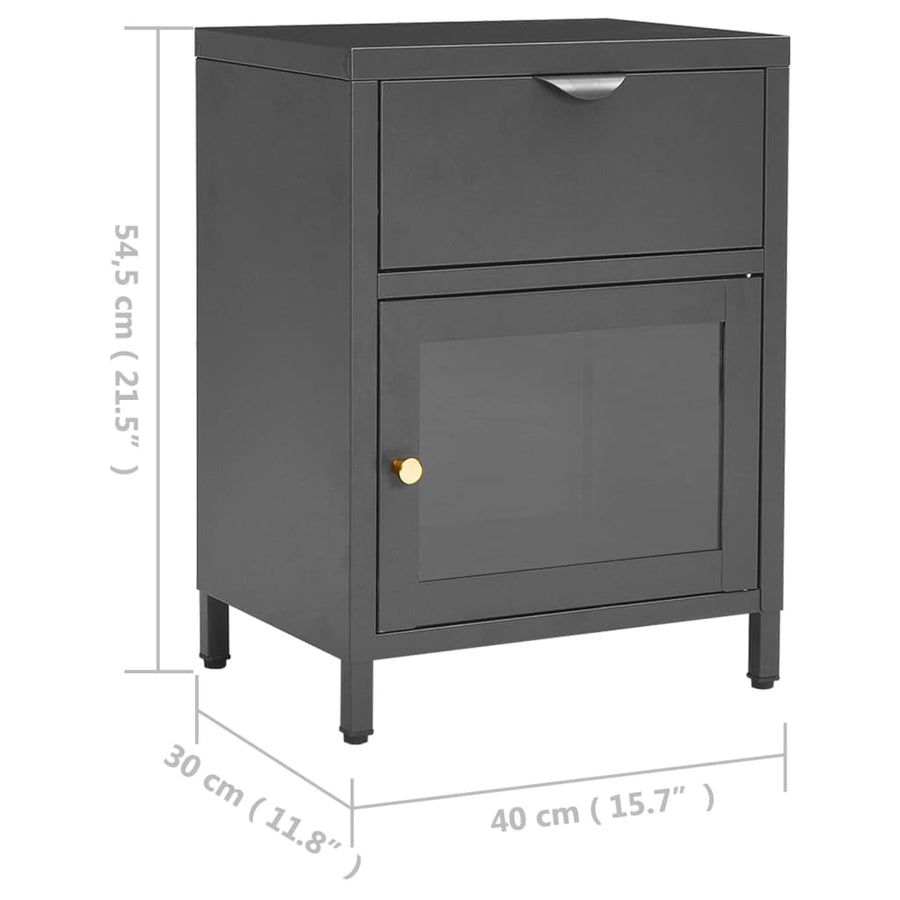 Nachtkastjes 40X30X54,5 Cm Staal En Glas Kleurig 2