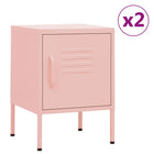 Bedside tables 2 pcs 35x35x51 cm steel pink