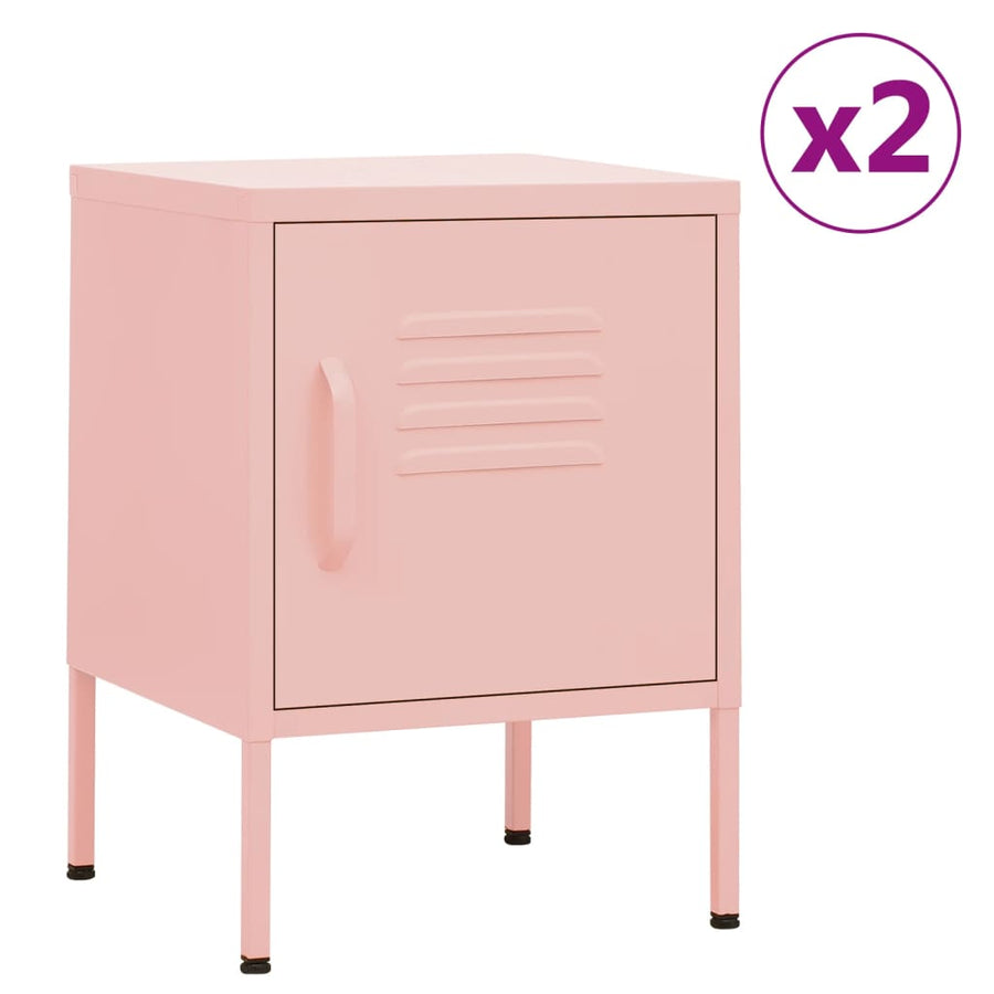 Nachtkastjes 35X35X51 Cm Staal 2 Roze