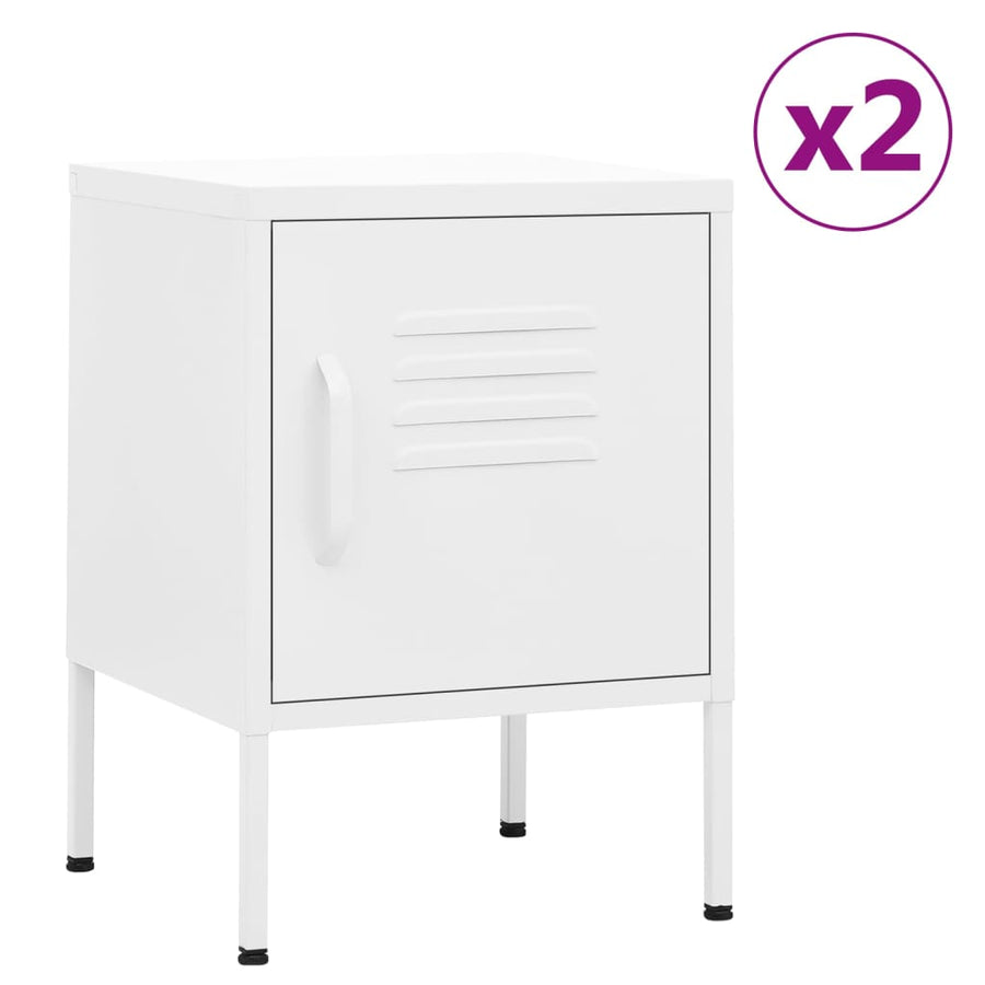 Nachtkastjes 2 St 35X35X51 Cm Staal Wit