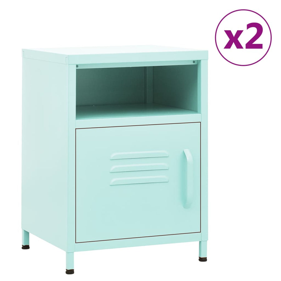 Nachtkastjes 35X35X51 Cm Staal Mintkleurig 2 Mintgroen