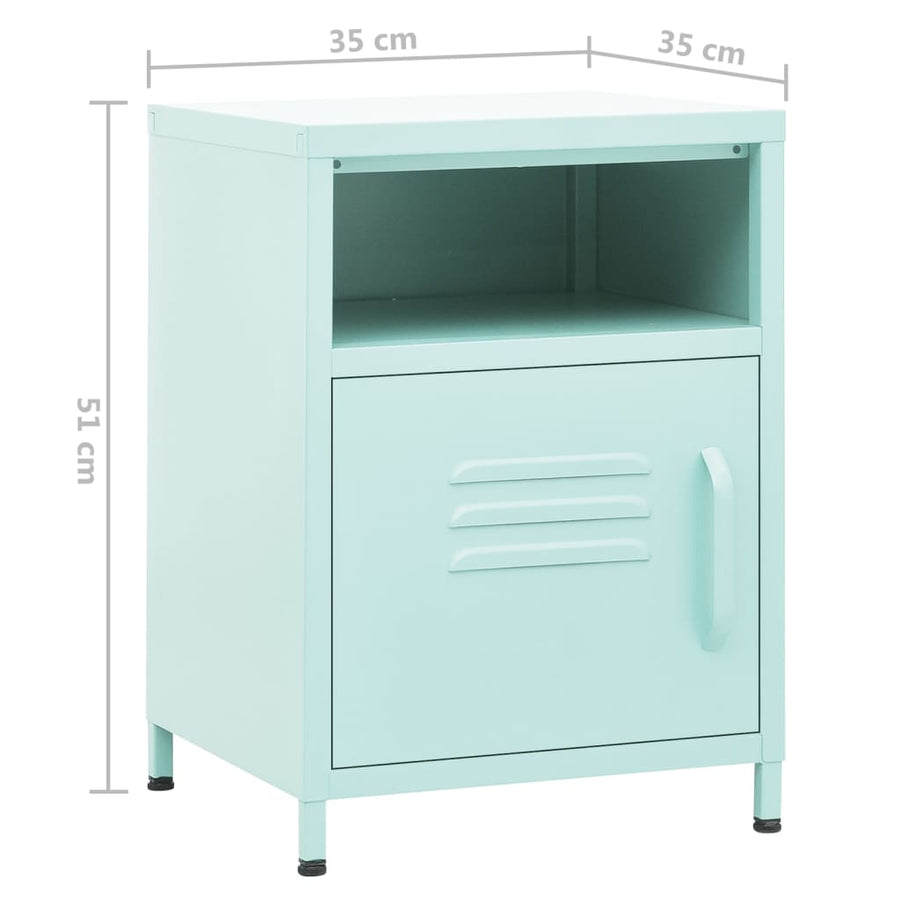 Nachtkastjes 35X35X51 Cm Staal Mintkleurig 2 Mintgroen