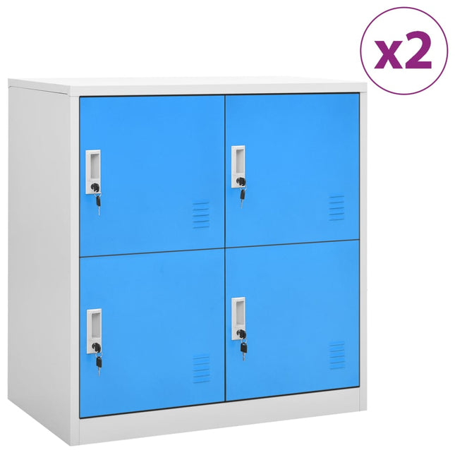 Lockerkasten 90X45X9,5 Cm Staal Lichtgrijs En Blauw 1 2 Met 4 lockers