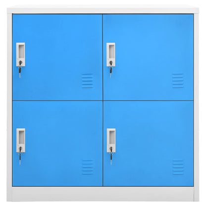 Lockerkasten 90X45X9,5 Cm Staal Lichtgrijs En Blauw 1 2 Met 4 lockers