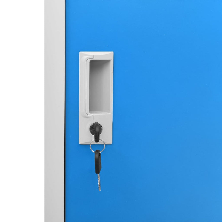 Lockerkasten 90X45X9,5 Cm Staal Lichtgrijs En Blauw 1 2 Met 4 lockers