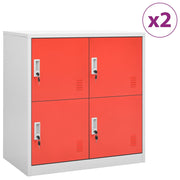 Lockerkast 90x45x92,5 cm staal lichtgrijs rood 4 deuren