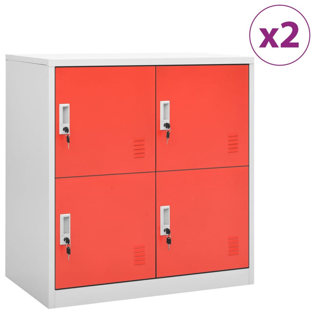 Lockerkasten 90X45X9,5 Cm Staal Lichtgrijs En Rood 1 2 Met 4 lockers