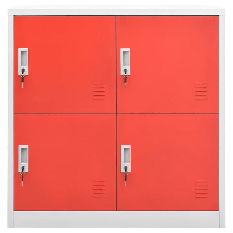 Lockerkasten 90X45X9,5 Cm Staal Lichtgrijs En Rood 1 2 Met 4 lockers