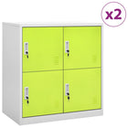 Lockerkasten 90X45X9,5 Cm Staal Lichtgrijs En Groen 1 2 Met 4 lockers