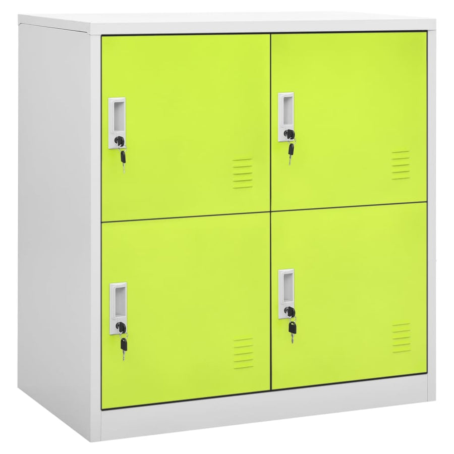 Lockerkasten 90X45X9,5 Cm Staal Lichtgrijs En Groen 1 2 Met 4 lockers