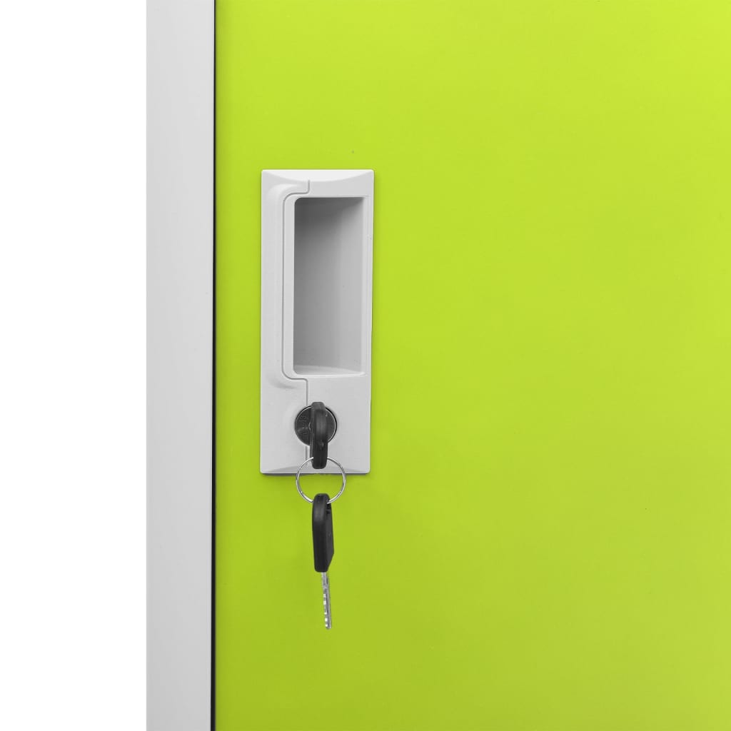 Lockerkasten 90X45X9,5 Cm Staal Lichtgrijs En Groen 1 2 Met 4 lockers