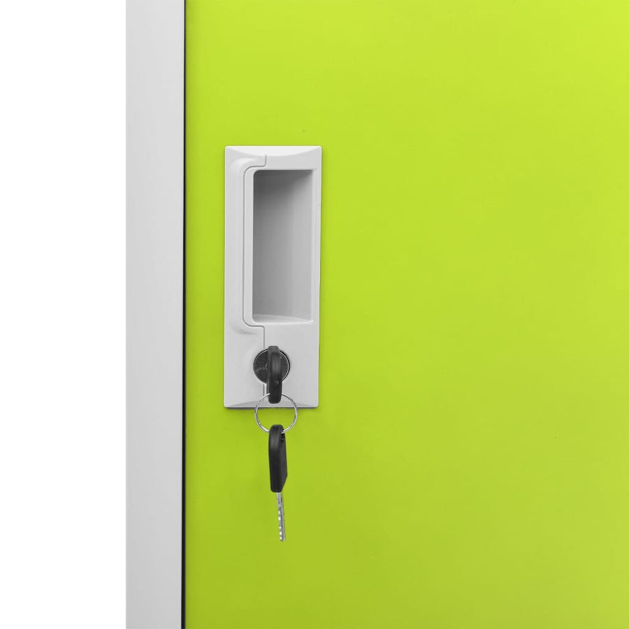 Lockerkasten 90X45X9,5 Cm Staal Lichtgrijs En Groen 1 2 Met 4 lockers