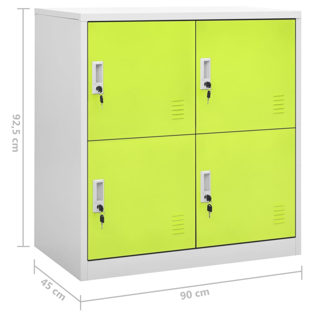 Lockerkasten 90X45X9,5 Cm Staal Lichtgrijs En Groen 1 2 Met 4 lockers