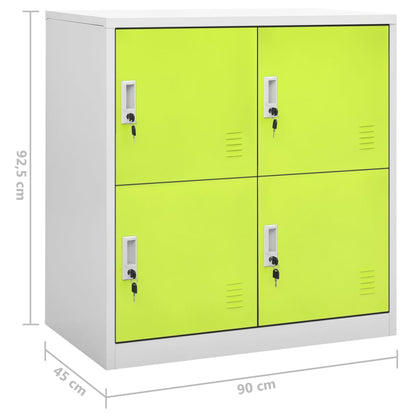 Lockerkasten 90X45X9,5 Cm Staal Lichtgrijs En Groen 1 2 Met 4 lockers