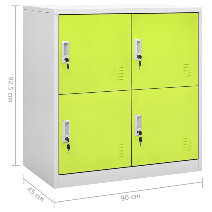 Lockerkasten 90X45X9,5 Cm Staal Lichtgrijs En Groen 1 2 Met 4 lockers