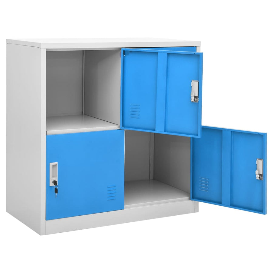 Lockerkasten 90X4X92, Cm Staal Lichtgrijs En Blauw 1 5 Met 4 lockers